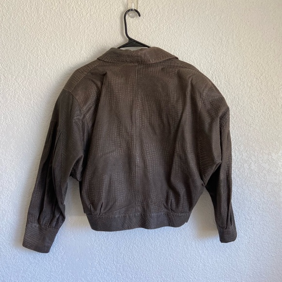 Real leather cropped jacket 1980s vintage brown with no flaws by Nebita - Picture 3 of 8